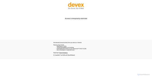Security scan screenshot of https://www.devex.com