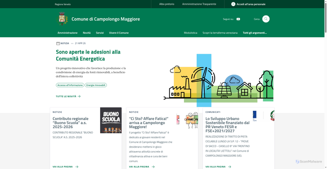 Security scan screenshot of https://www.comune.campolongo.ve.it