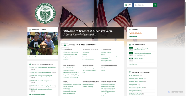 Security scan screenshot of https://greencastlepa.gov/