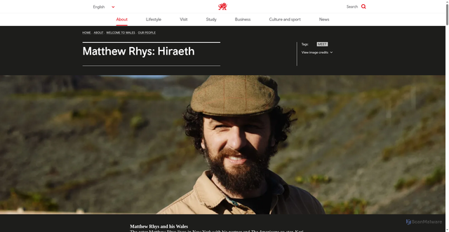 Security scan screenshot of https://www.wales.com/about/welcome-wales/our-people/matthew-rhys-and-his-wales