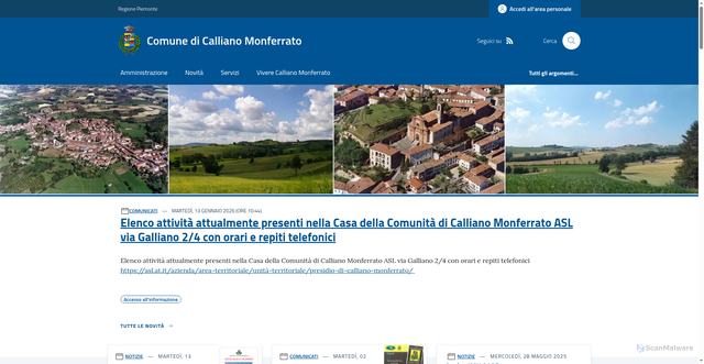 Security scan screenshot of https://www.comune.calliano.at.it/