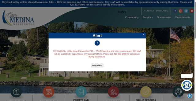 Security scan screenshot of https://www.medina-wa.gov/