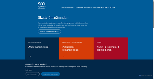 Security scan screenshot of https://www.skatterattsnamnden.se/