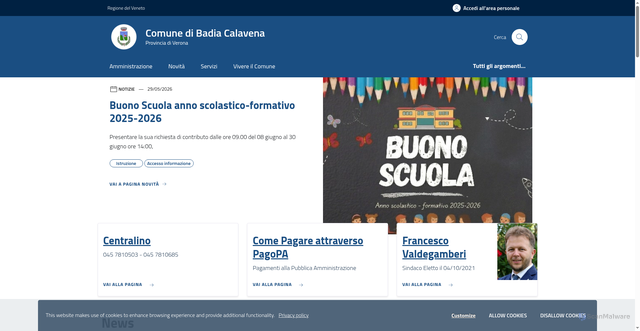 Security scan screenshot of https://www.comune.badiacalavena.vr.it