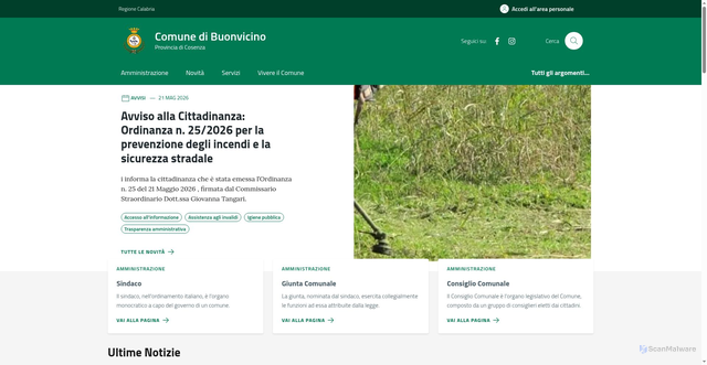 Security scan screenshot of https://www.comune.buonvicino.cs.it