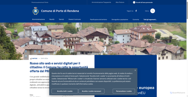 Security scan screenshot of https://www.comune.portedirendena.tn.it/