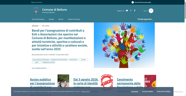Security scan screenshot of https://www.comune.belluno.it/home