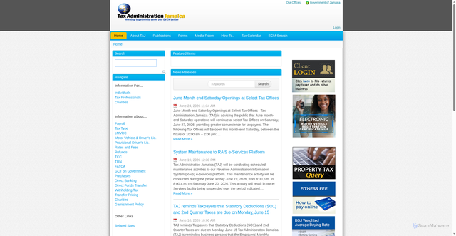 Security scan screenshot of https://jamaicatax.gov.jm