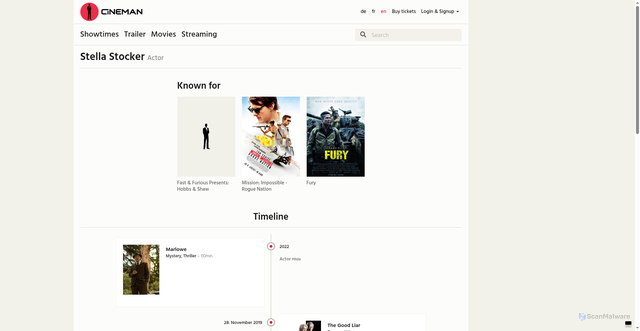 Security scan screenshot of https://www.cineman.ch/en/person/stella-stocker/121747/