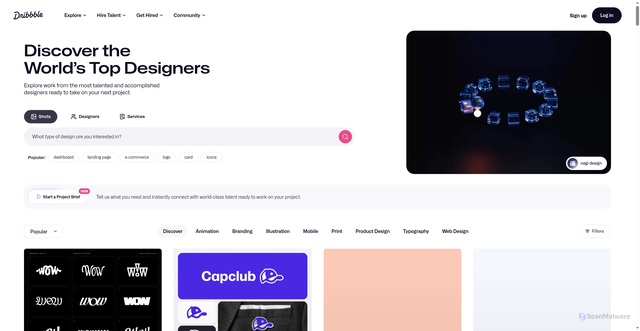 Security scan screenshot of https://www.dribbble.com