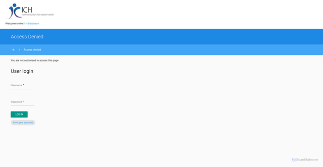 Security scan screenshot of https://database.ich.org
