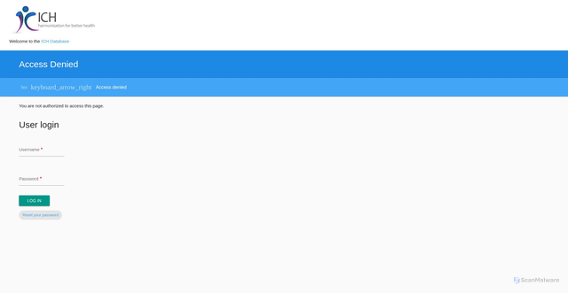 Security scan screenshot of https://database.ich.org