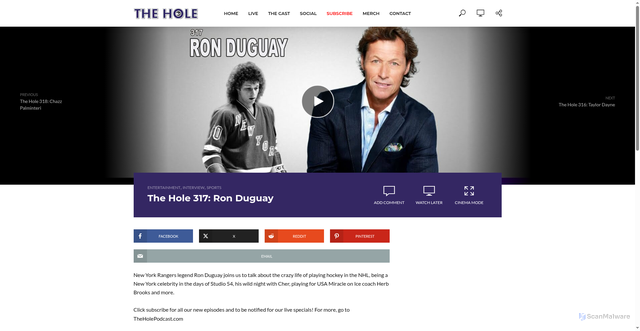 Security scan screenshot of https://theholepodcast.com/2021/03/12/317ronduguay/