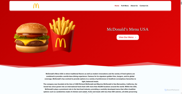 Security scan screenshot of https://mcdmenu.us/