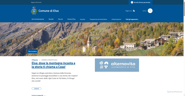 Security scan screenshot of https://www.comune.elva.cn.it/