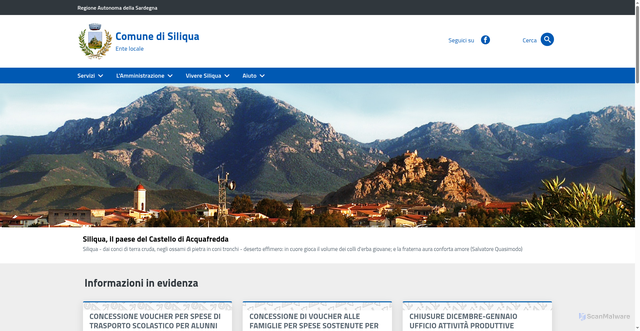 Security scan screenshot of https://www.comune.siliqua.ca.it/