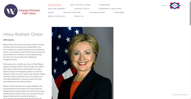 Security scan screenshot of https://www.arwomenshalloffame.com/hillary-clinton