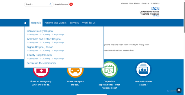 Security scan screenshot of http://www.ulh.nhs.uk