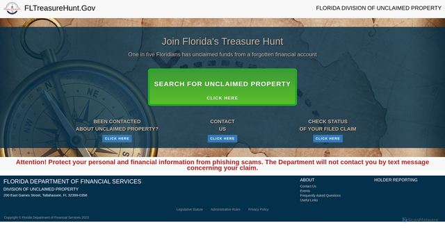 Security scan screenshot of https://fltreasurehunt.gov/