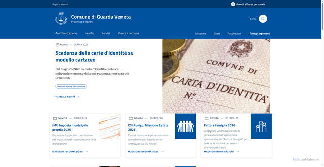 Security scan screenshot of https://www.comune.guardaveneta.ro.it