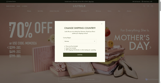 Security scan screenshot of https://lilysilk.com