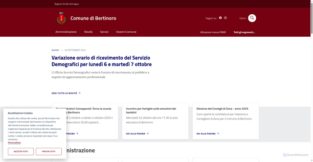 Security scan screenshot of https://www.comune.bertinoro.fc.it/