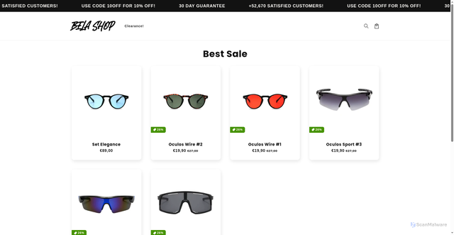 Security scan screenshot of https://belaashop.com/collections/desk