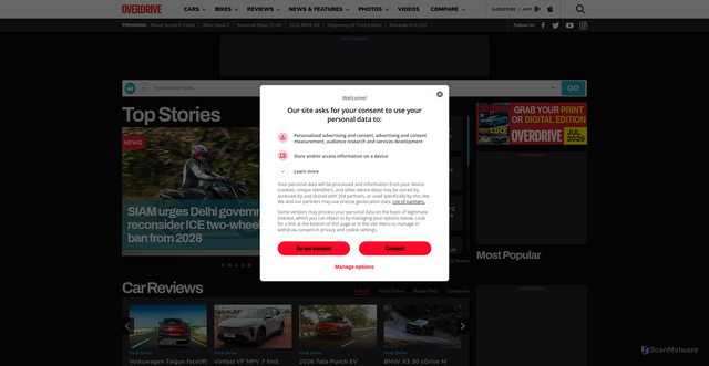 Security scan screenshot of https://overdrive.in