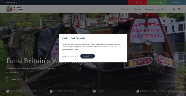 Security scan screenshot of https://waterways.org.uk/