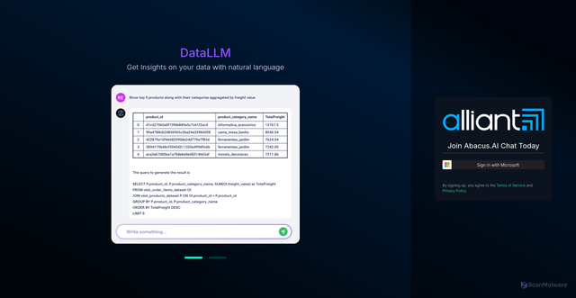 Security scan screenshot of https://alliantgroup-prod.abacus.ai