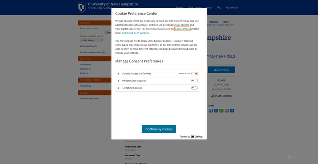 Security scan screenshot of https://scholars.unh.edu/survey_center_polls/897/