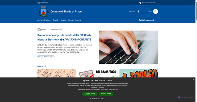 Security scan screenshot of https://www.comune.bredadipiave.tv.it