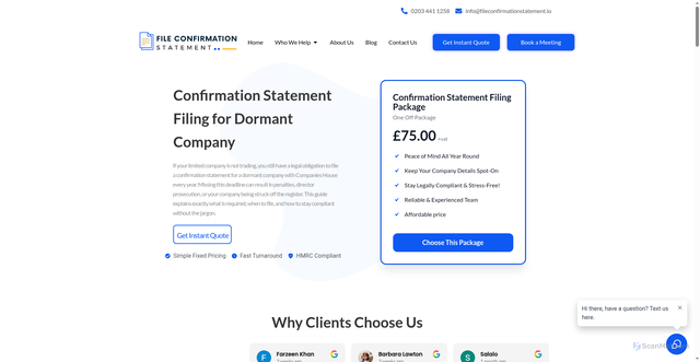 Security scan screenshot of https://fileconfirmationstatement.io/filing-for-dormant-company/