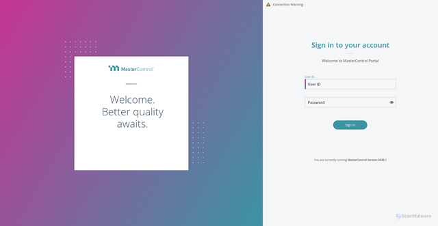 Security scan screenshot of https://vectura.mastercontrol.com