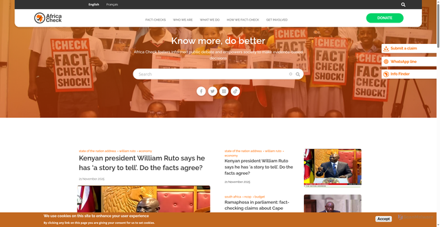 Security scan screenshot of https://africacheck.org/