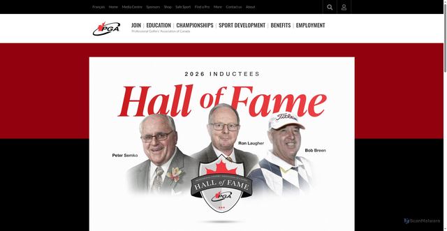 Security scan screenshot of https://www.pgaofcanada.com/