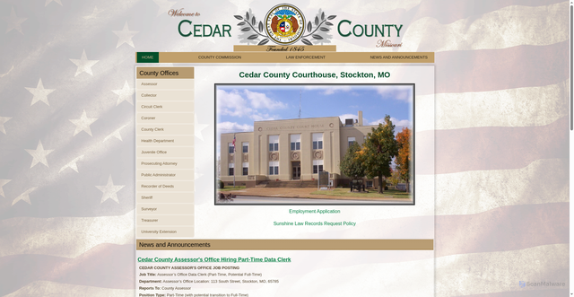 Security scan screenshot of https://cedarcountymo.gov/