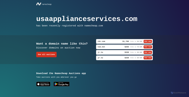 Security scan screenshot of http://usaapplianceservices.com/