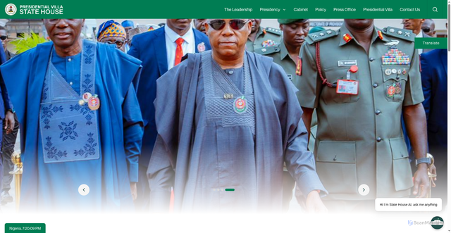 Security scan screenshot of https://statehouse.gov.ng/