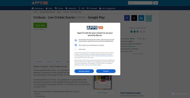Security scan screenshot of cdn.apps112.com