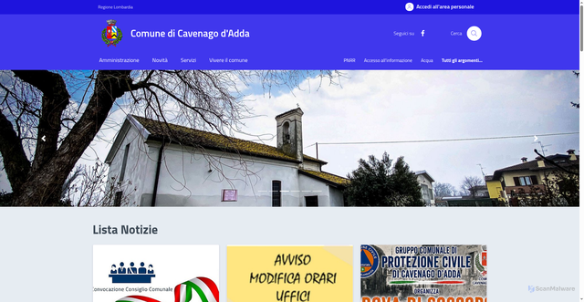 Security scan screenshot of https://www.comune.cavenagodadda.lo.it