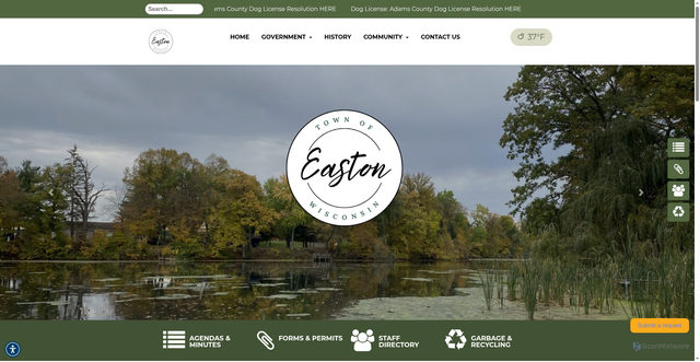 Security scan screenshot of https://townofeastonwi.gov/
