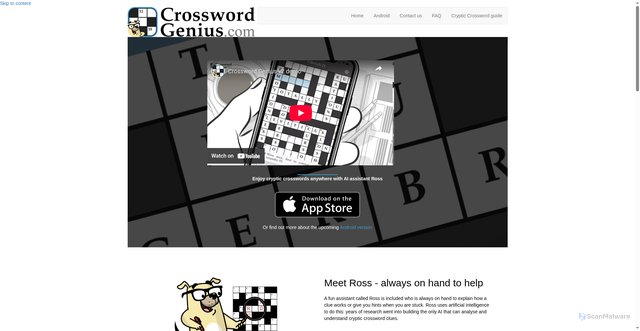 Security scan screenshot of https://crosswordgenius.com