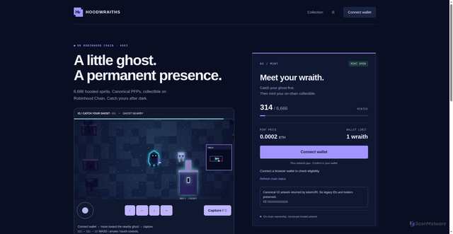 Security scan screenshot of http://hoodwraiths-robinhood.pages.dev/