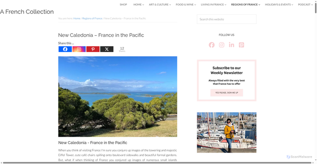 Security scan screenshot of https://www.afrenchcollection.com/new-caledonia-france-in-the-pacific/