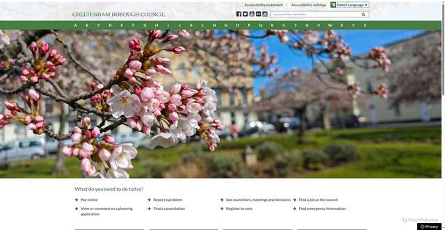 Security scan screenshot of https://www.cheltenham.gov.uk/