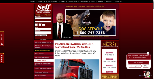 Security scan screenshot of https://www.selflaw.net/truck_accidents.html