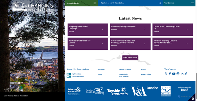Security scan screenshot of https://www.dundeecity.gov.uk/