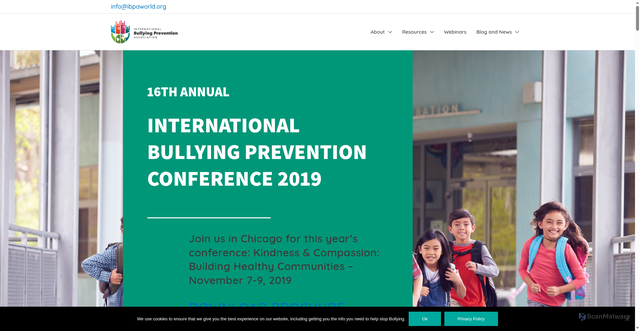 Security scan screenshot of https://y5p.03d.mywebsitetransfer.com/2019-bullying-conference/