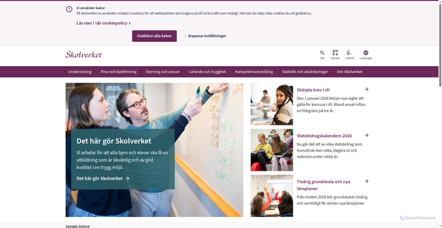 Security scan screenshot of https://www.skolverket.se